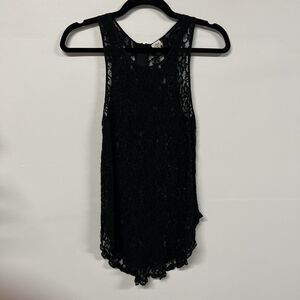 Aritzia Wilfred Sheer Lace Tank Top Black Size S High Low Zip Back Party Gothic